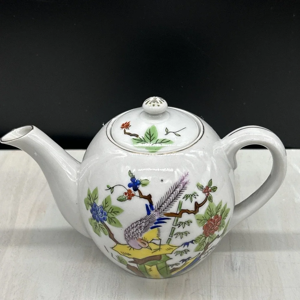 Floral Lowestoft Hand Painted Japan Teapot